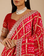 Rani Gajji Silk Saree with Intricate Aari Work - House of Surya