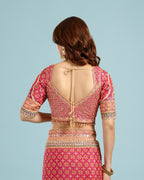 Wine Printed Georgette Saree with Sequence, Cutdana & Aari Work - House of Surya