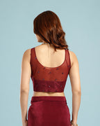 Maroon Lycra Drape Saree with Hand Work - House of Surya