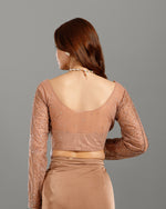 Chikoo Lycra Drape Saree,Ready to Wear Saree - House of Surya
