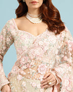 Party & Festive Wear Golden Net Saree with Resham, Sequence & Cutdana Work - House of Surya