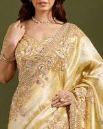 Ivory Golden Tissue Saree,Tissue Saree - House of Surya