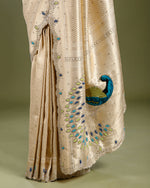 Best Ivory Silk Saree, Off White Ethnic Silk saree
 - House of Surya