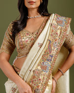 Golden Tissue Weave Saree,Embroidery Tissue Sarees
 - House of Surya
