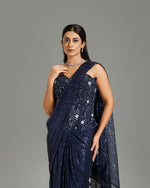 Navy Blue Sandley Saree with Sequin Work