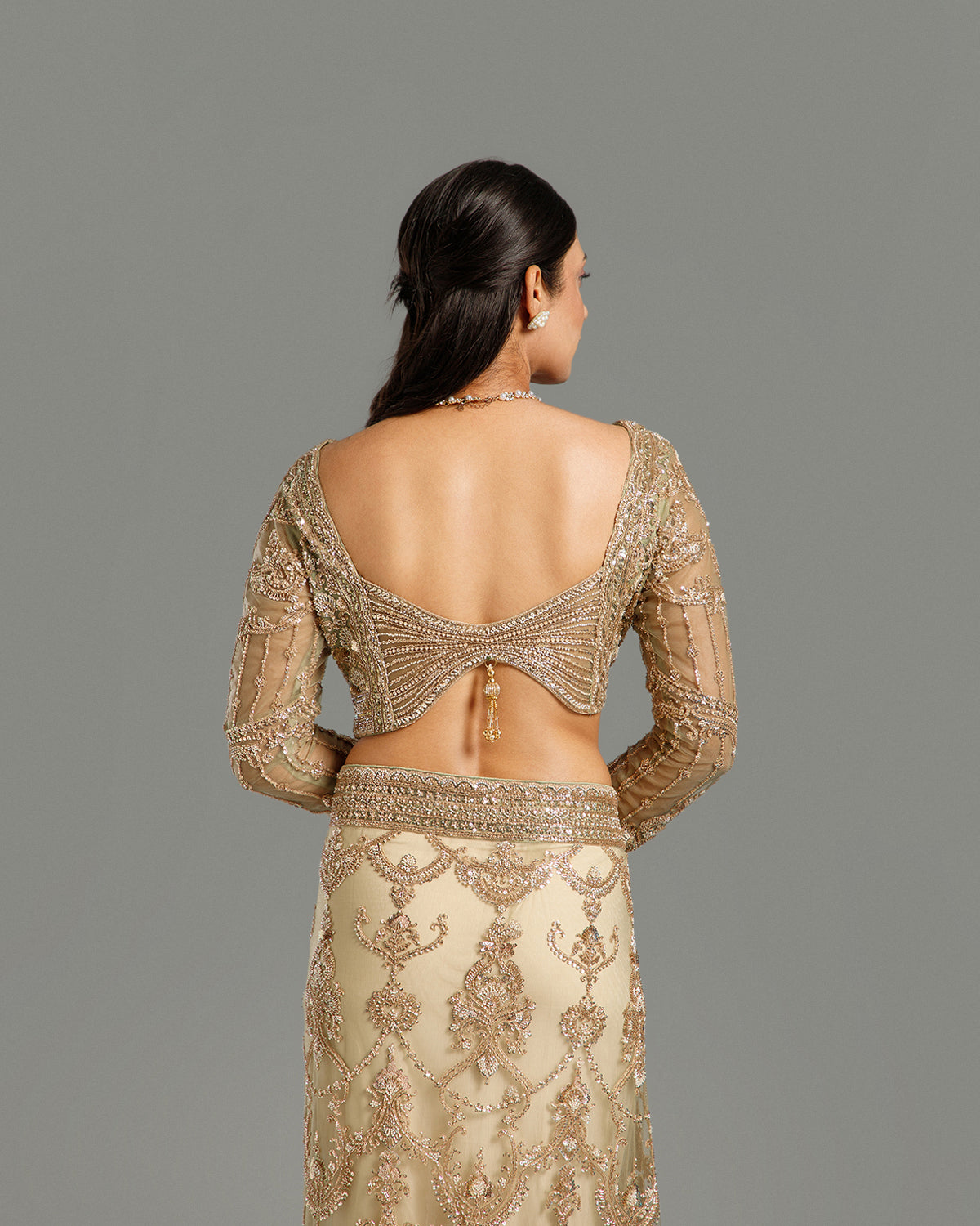 Pista Green Net Saree with Nulki & Sequin Work