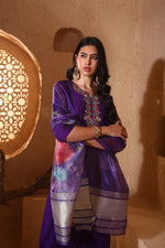 Purple Silk Suit Set with Resham & Cut Dana Work and Organza Dupatta - House of Surya