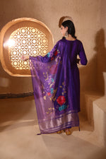 Purple Silk Suit Set with Resham & Cut Dana Work and Organza Dupatta - House of Surya