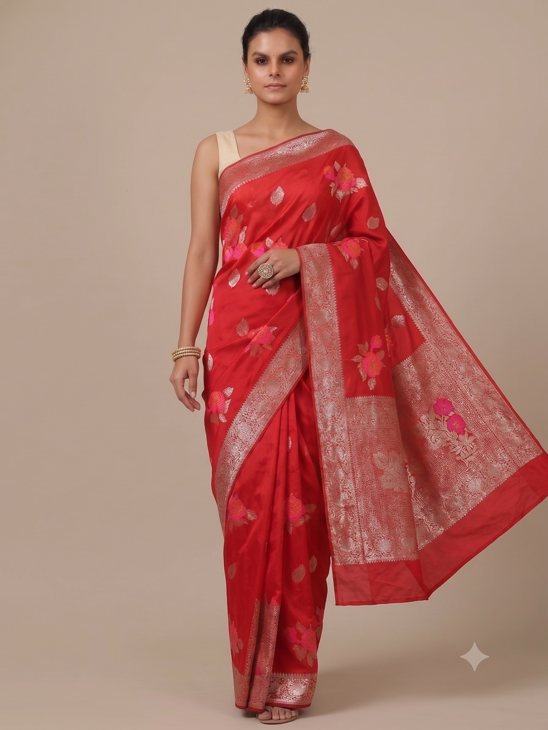 Gajari Dola Silk Saree with Resham Weave - House of Surya
