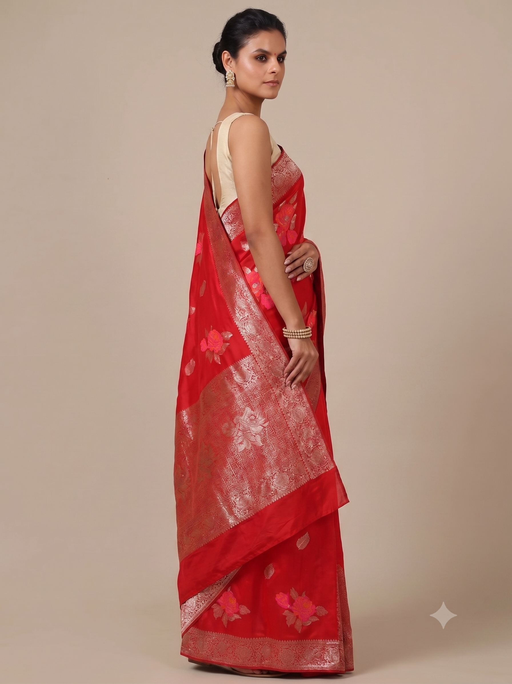 Gajari Dola Silk Saree with Resham Weave - House of Surya