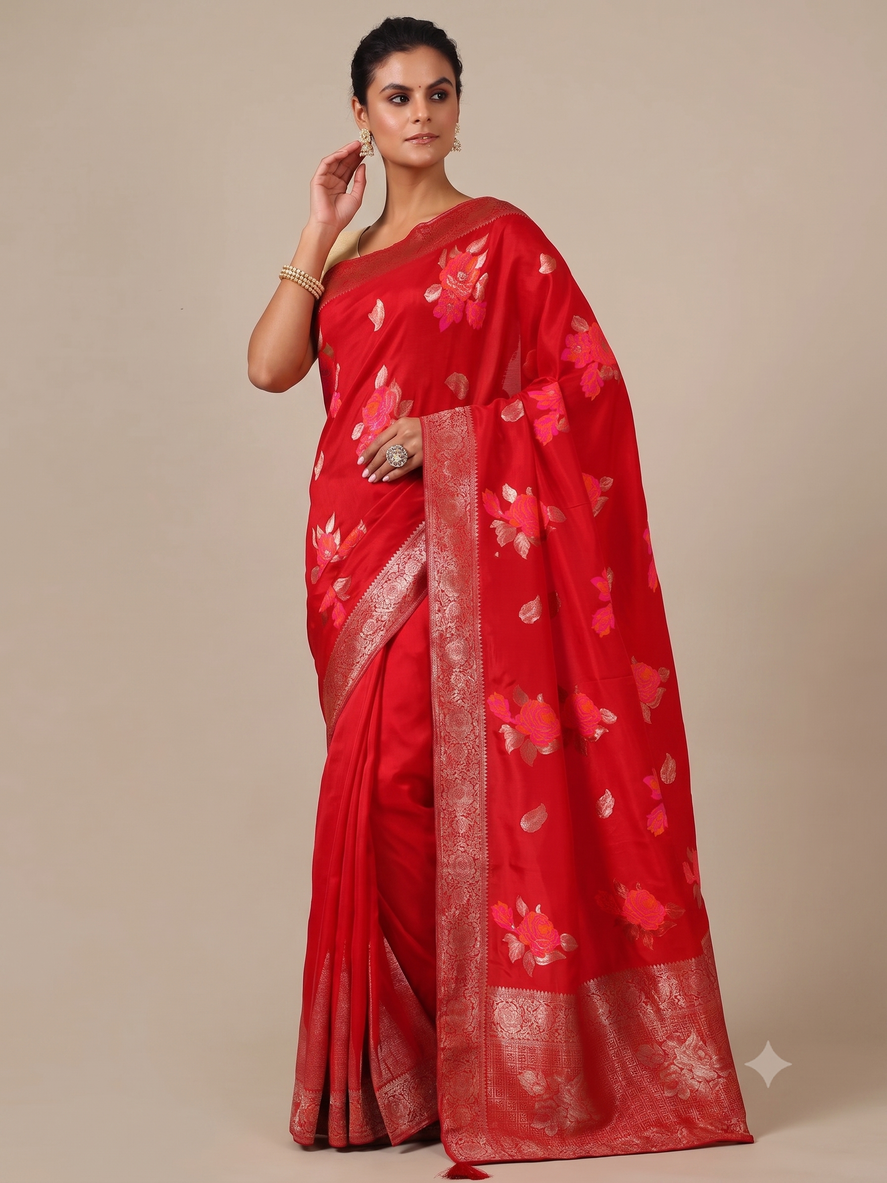 Gajari Dola Silk Saree with Resham Weave - House of Surya