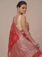 Gajari Dola Silk Saree with Resham Weave - House of Surya