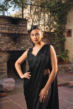 Black Stitched saree Online – House of Surya