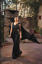 Black Stitched saree Online – House of Surya