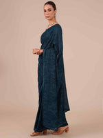 Peacock Blue Georgette Kashmiri Saree,Kashmiri Saree
 - House of Surya 