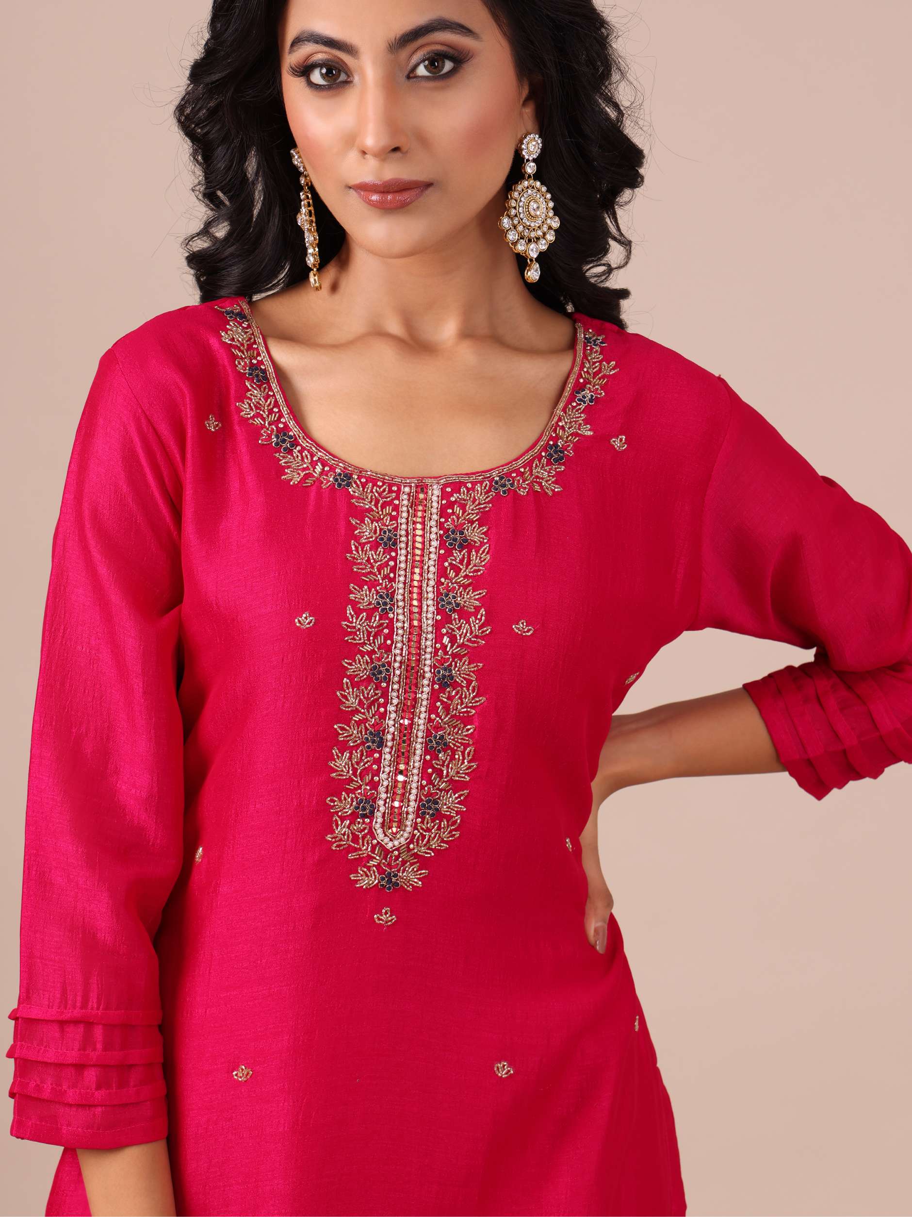 Rani Color Suit in Cutdana, Thread and Applique Work - House of Surya
