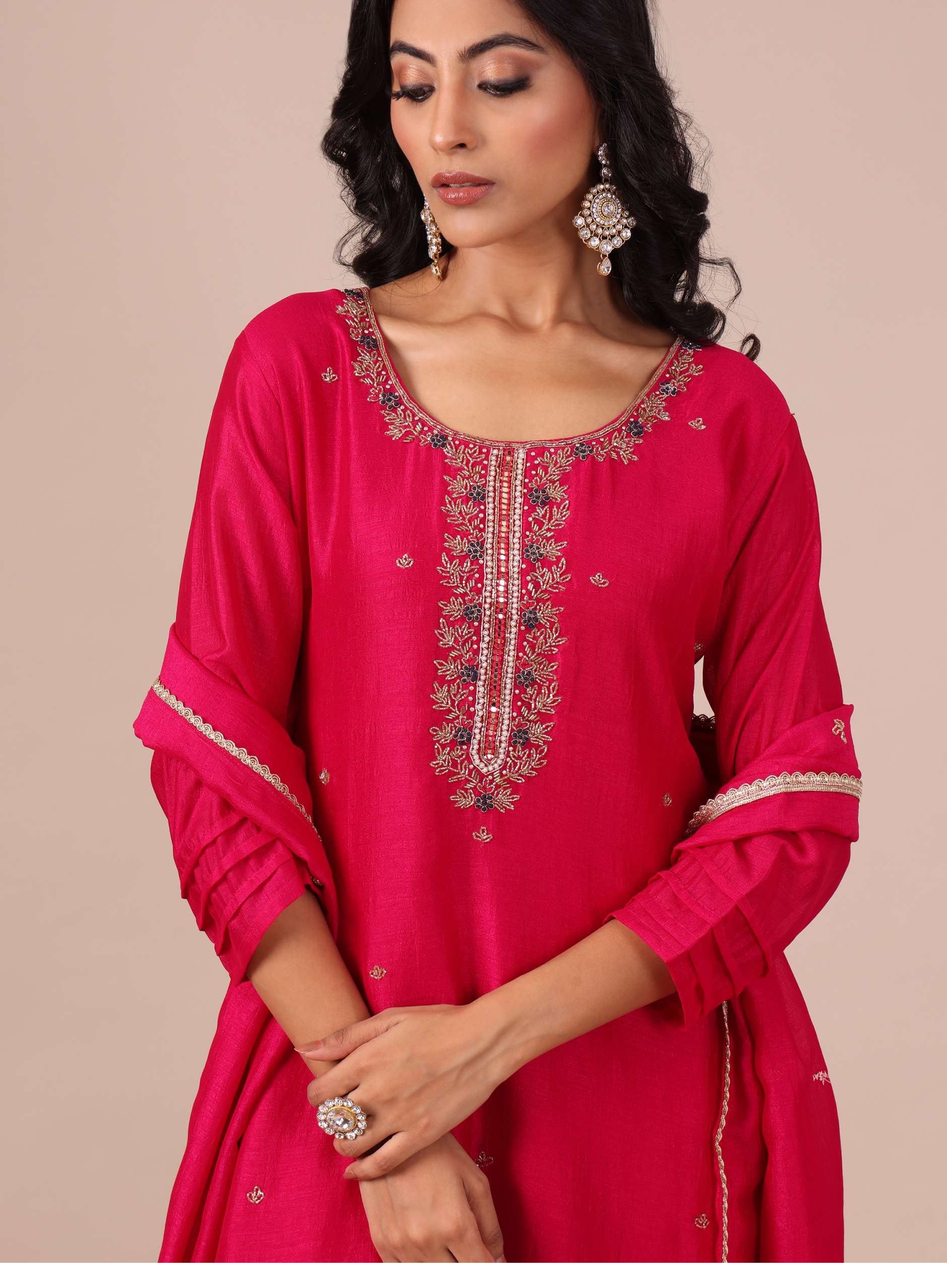 Rani Color Suit in Cutdana, Thread and Applique Work - House of Surya