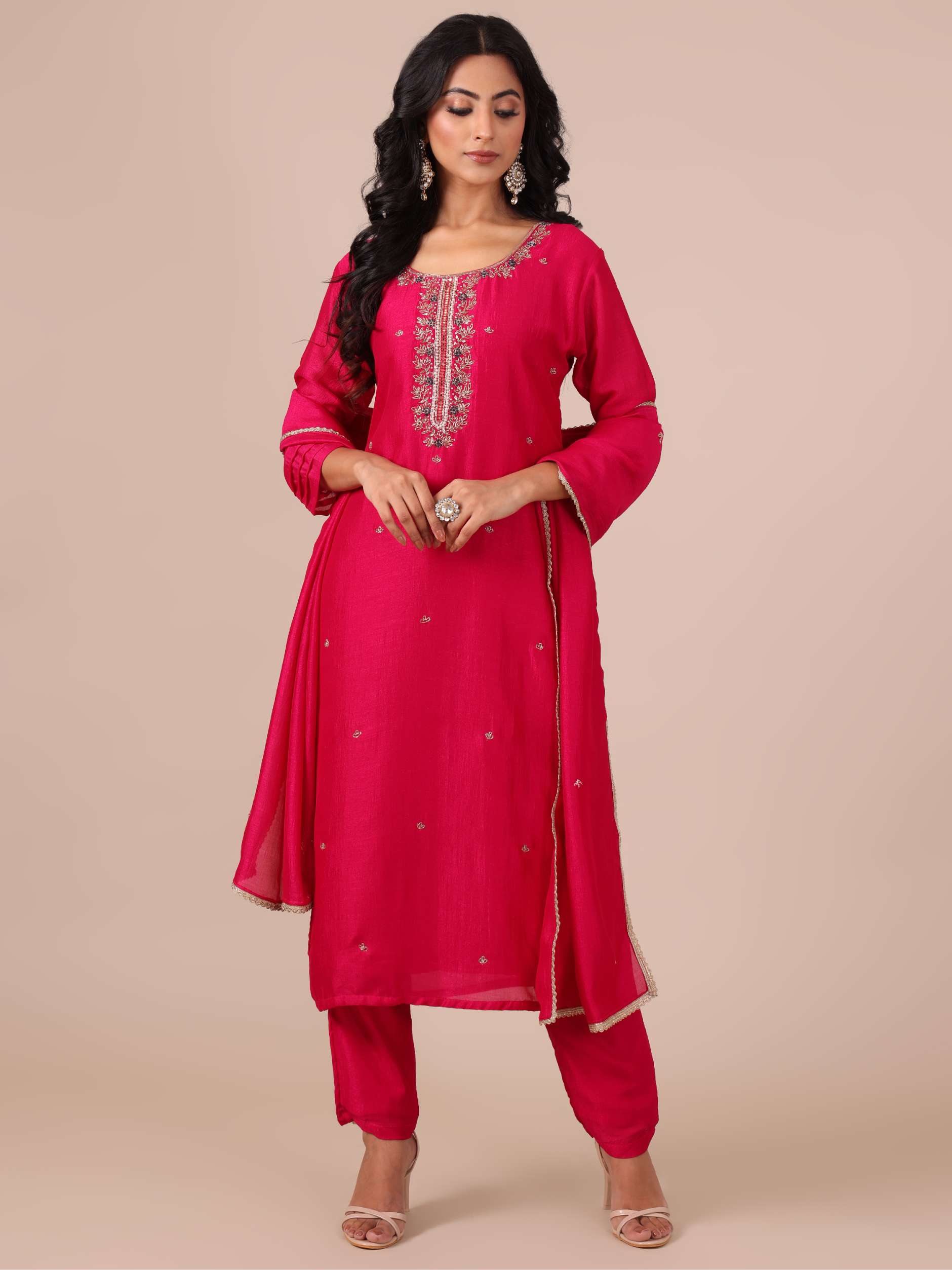 Rani Color Suit in Cutdana, Thread and Applique Work - House of Surya