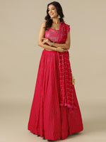 Rani Chikankari Georgette Lehenga Choli with Matching Dupatta - House of Surya