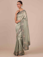 Sea Green Tissue Organza Saree with Unstitched Blouse - House of Surya