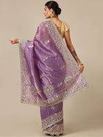 Gota with Sequence Crush Organza Saree - Wine - House of Surya