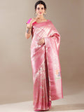Charming Pink Silk Saree with Exquisite Weaving Unstitched Grace