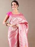 Charming Pink Silk Saree with Exquisite Weaving