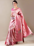 Charming Pink Silk Saree with Exquisite Weaving
