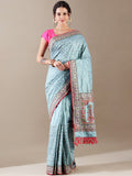 Ivory Red Resham & Sequence Silk Saree