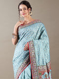 Ivory Red Resham & Sequence Silk Saree