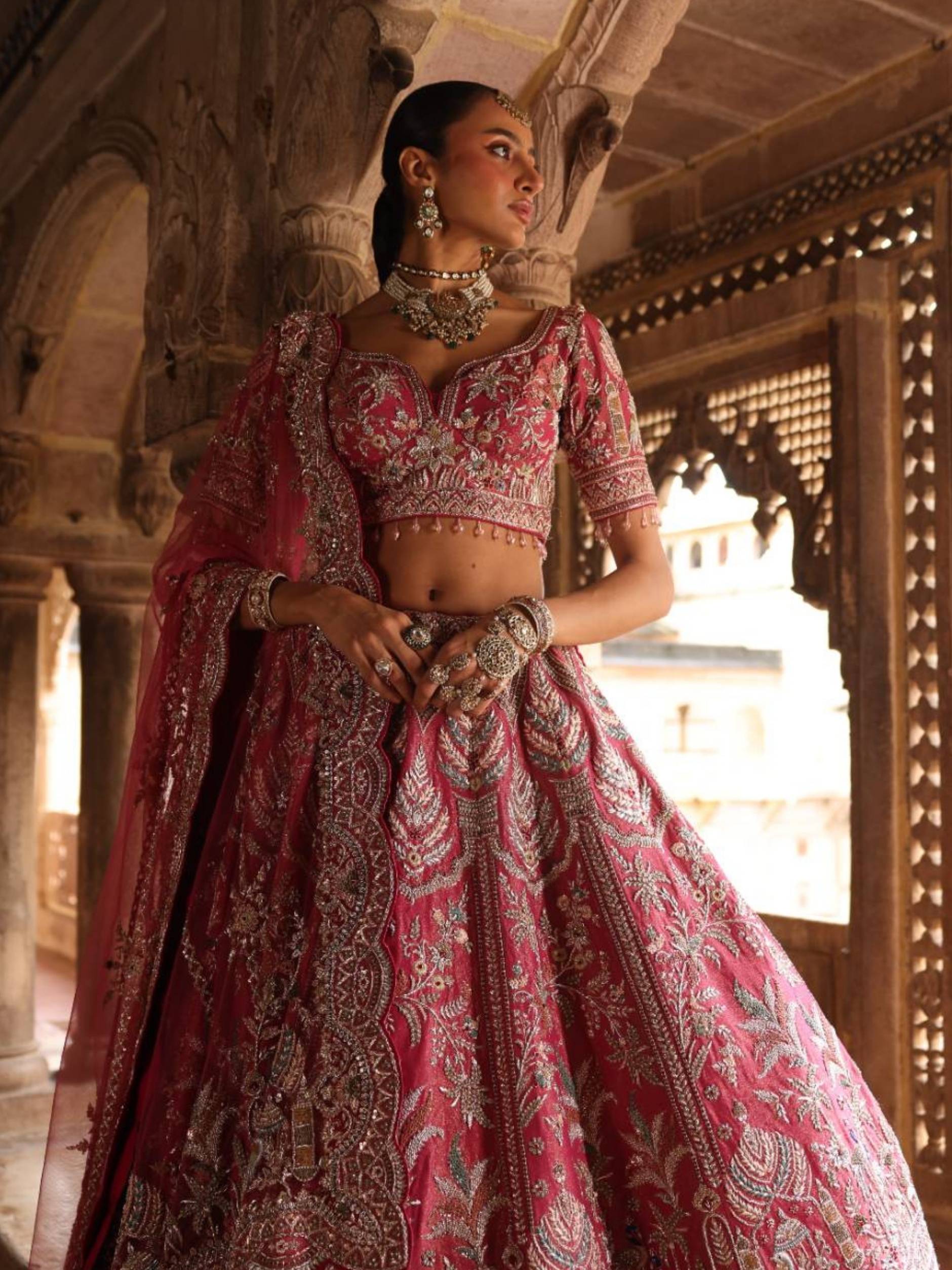 Designer Lehenga With Zardosi Pott Resham Detailing Embroidery - Riwaaz