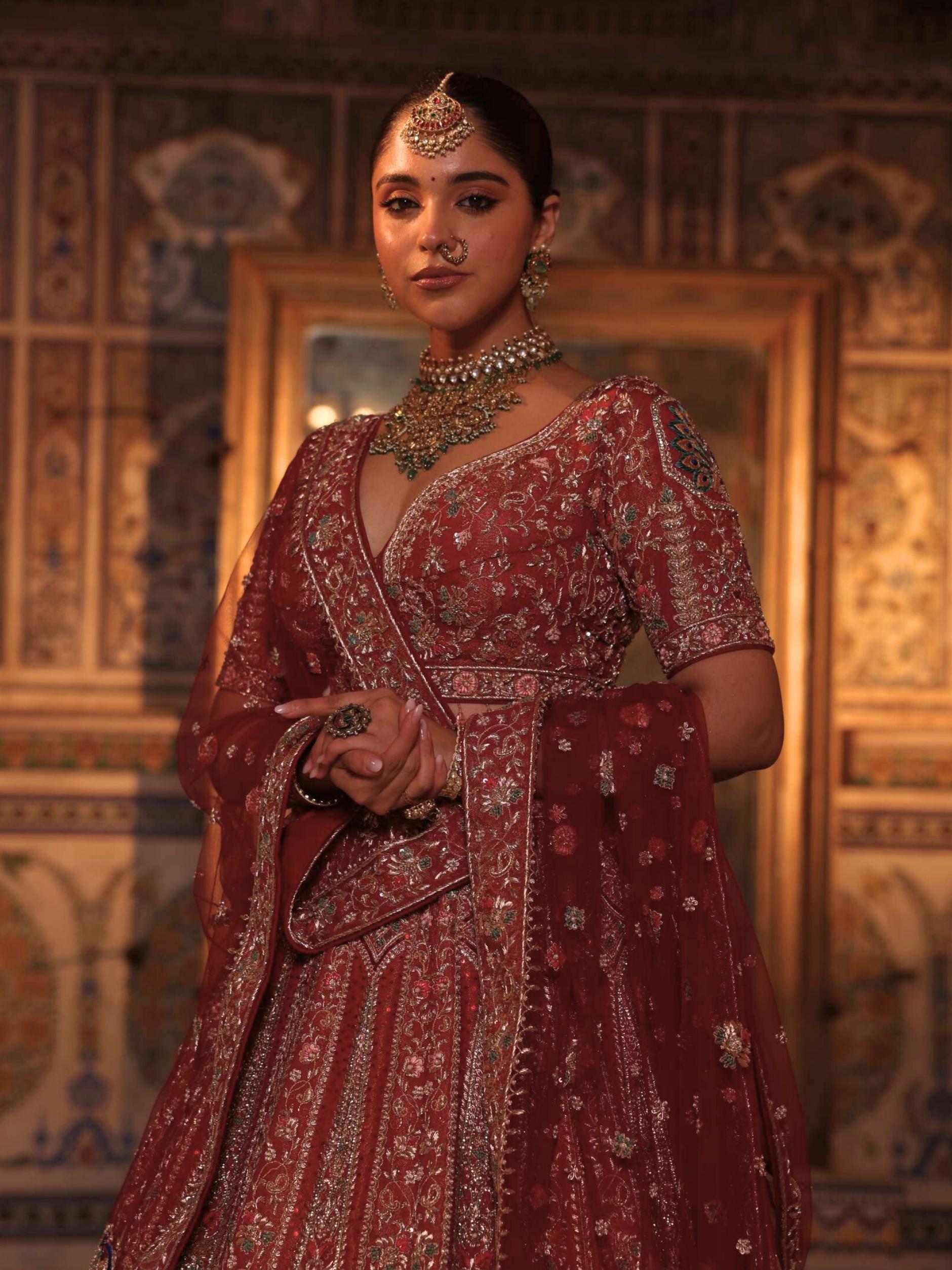 Bridal Lehenga With Zardozi, Naskshi, Sequence, Zarkan, Resham Detailing Embroidery - Riwaaz