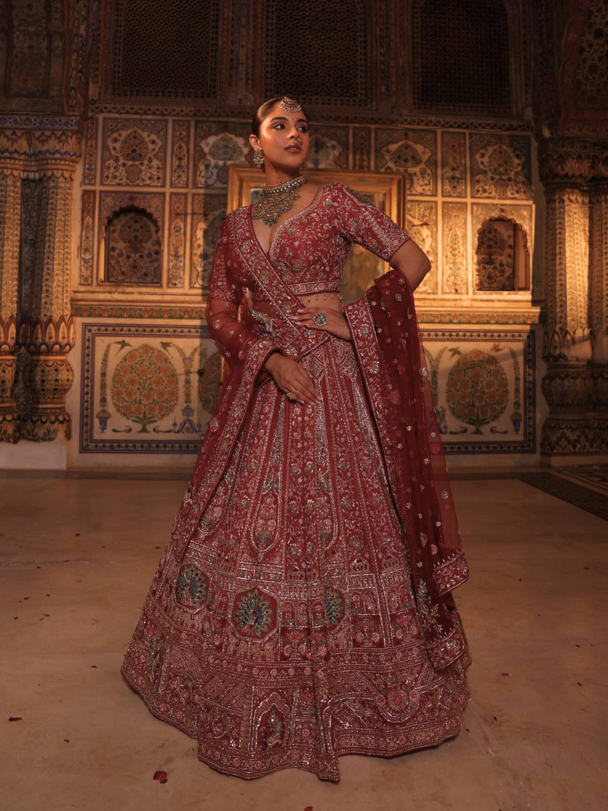 Bridal Lehenga With Zardozi, Naskshi, Sequence, Zarkan, Resham Detailing Embroidery - Riwaaz