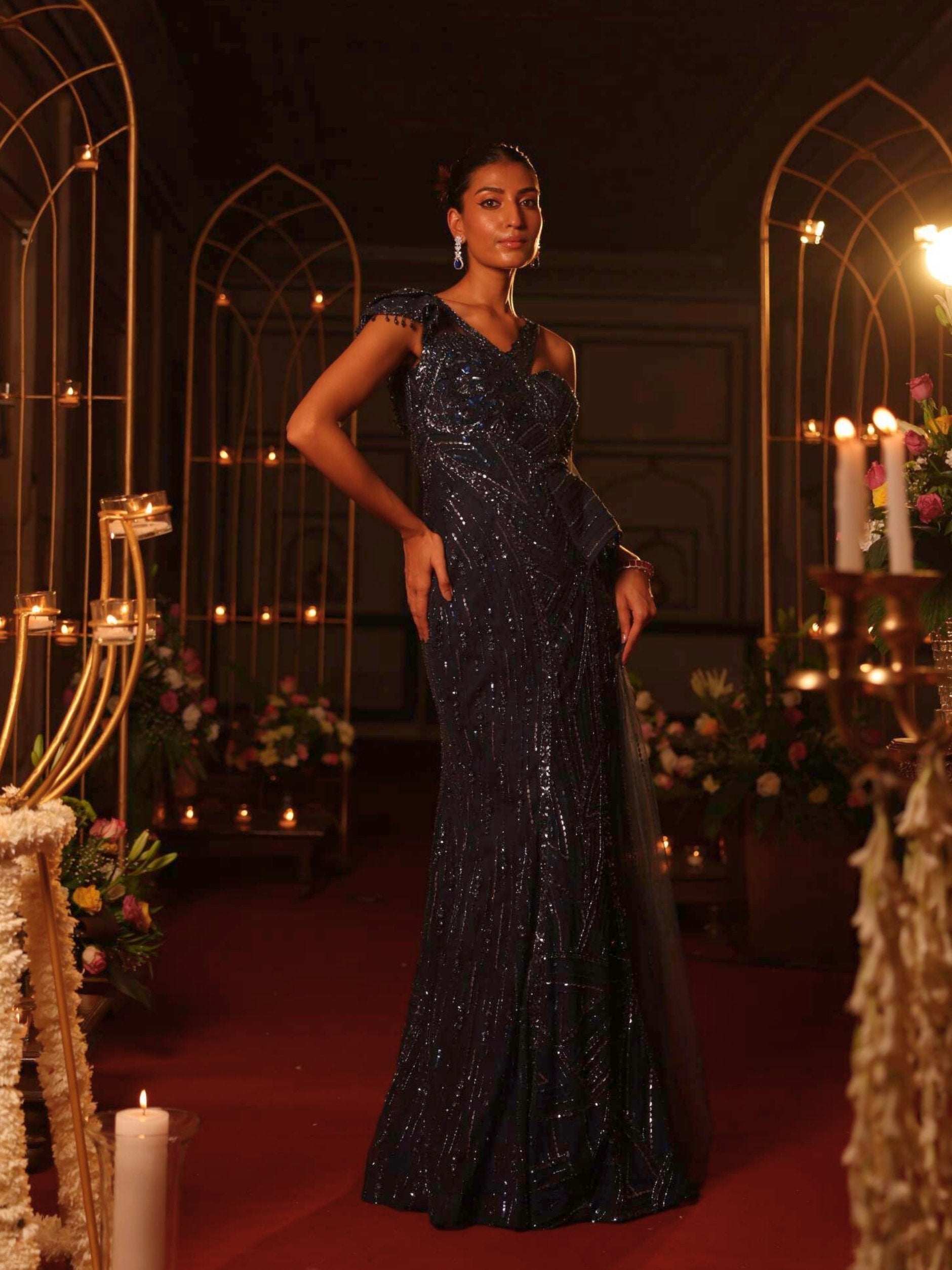 Gown With Cut Dana Sequences Detailing Embroidery - Riwaaz