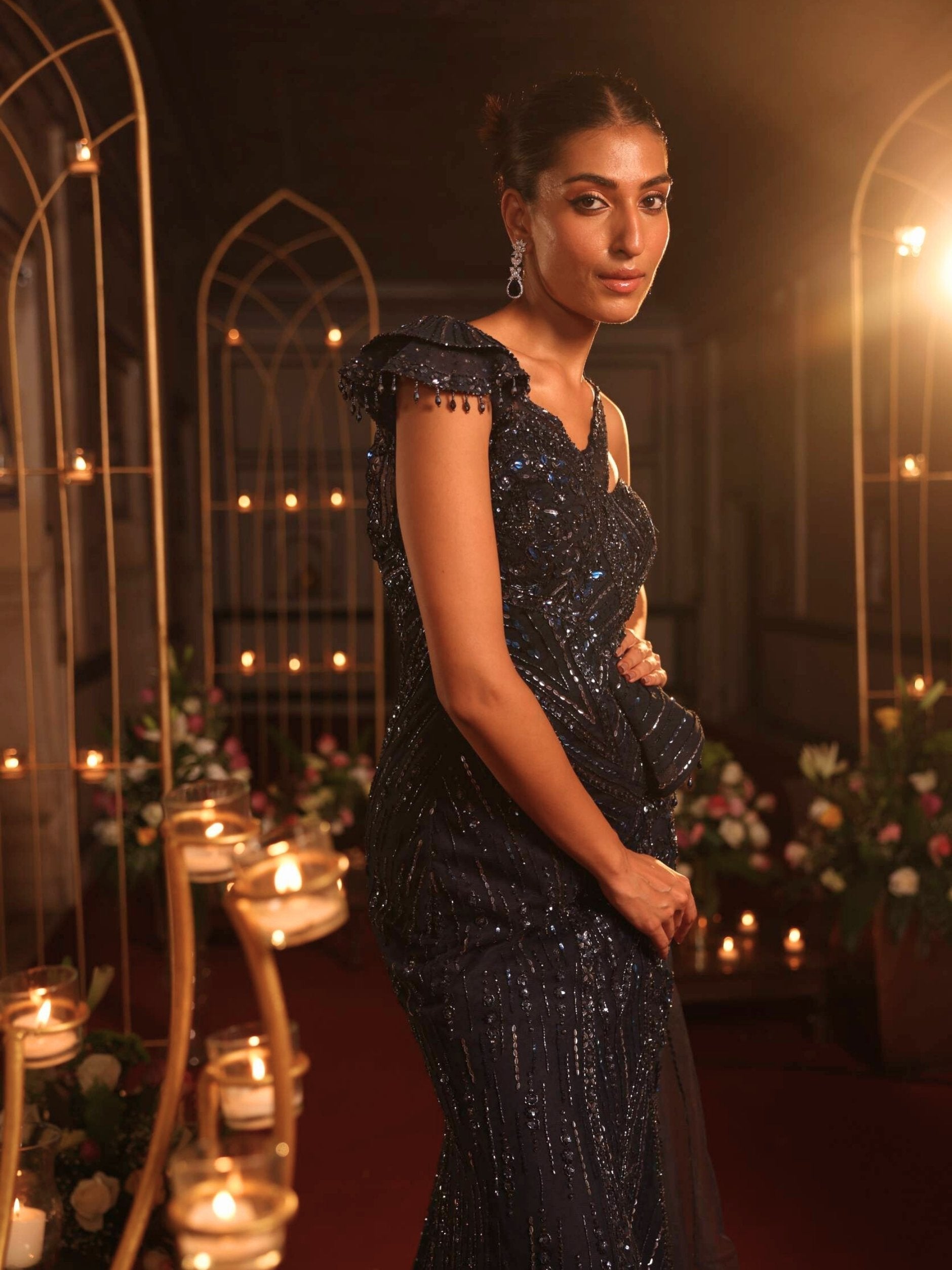 Gown With Cut Dana Sequences Detailing Embroidery - Riwaaz