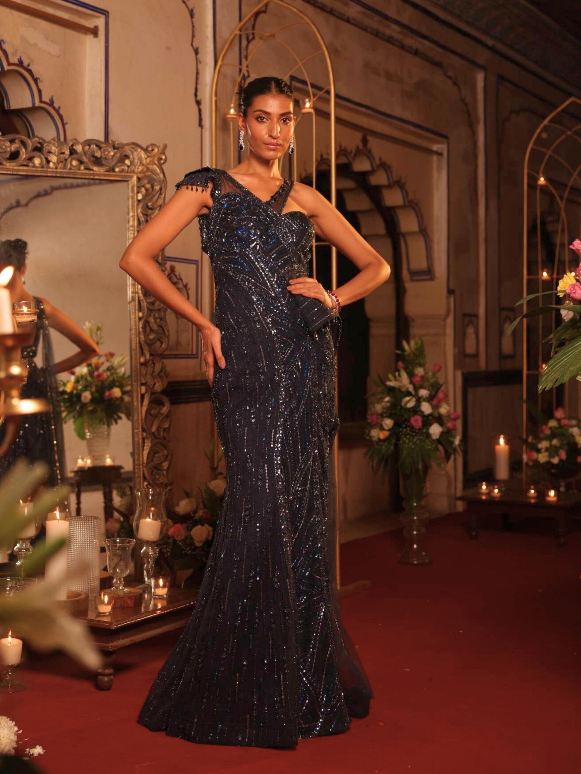 Gown With Cut Dana Sequences Detailing Embroidery - Riwaaz