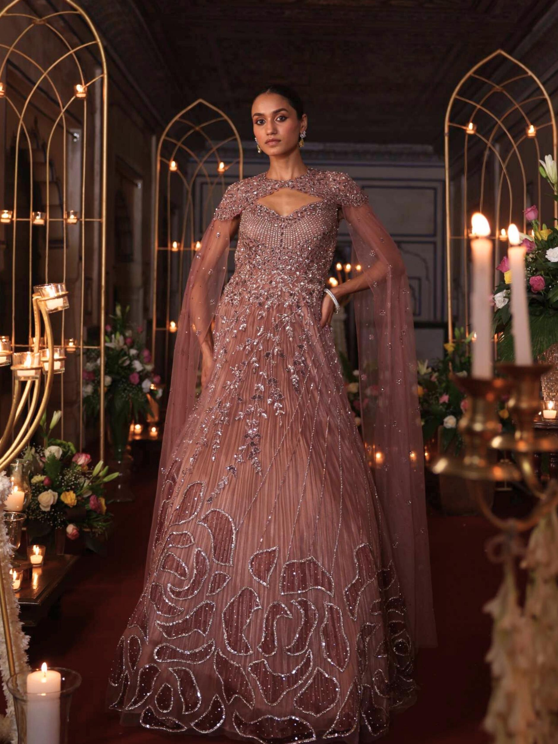 Elegant Gown With Sequence Cut Dana Pot Detailing Embroidery - Riwaaz