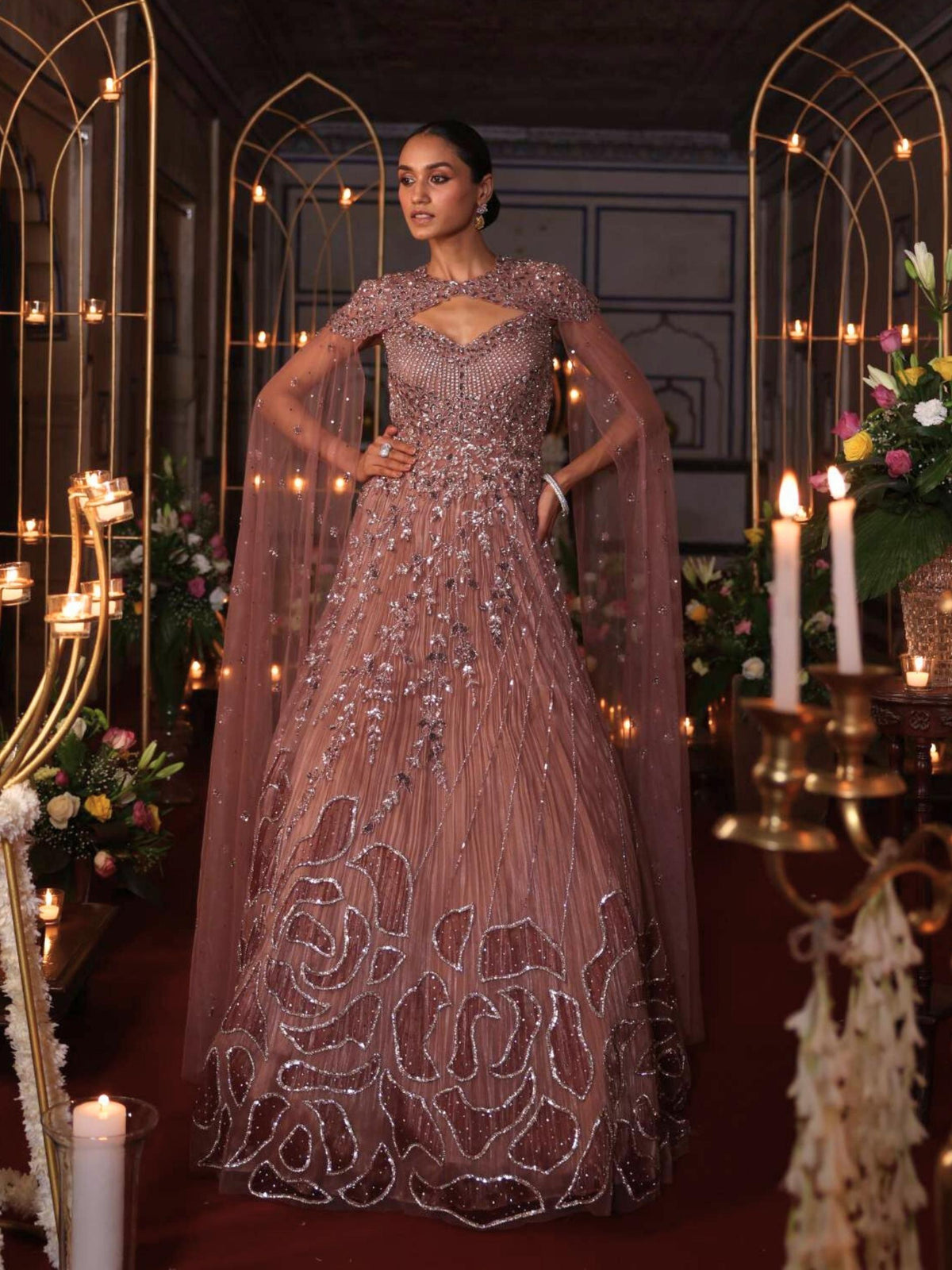 Elegant Gown With Sequence Cut Dana Pot Detailing Embroidery - Riwaaz