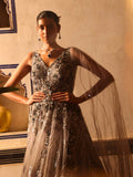 Elegant Gown With Cut Dana Zarkan Sequence Detailing Embroidery - Riwaaz