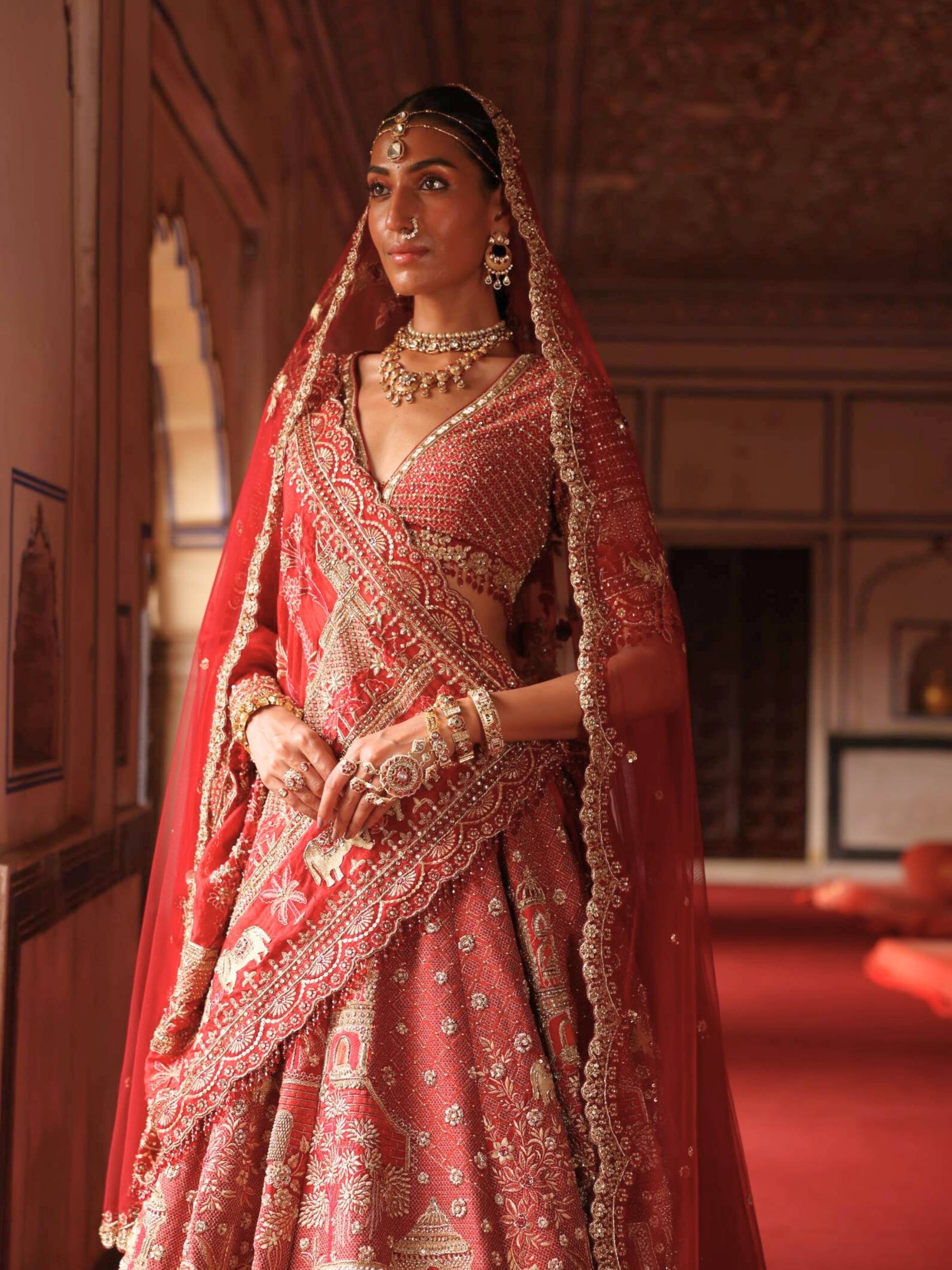 Designer Lehenga With Zari Zardosi Pull Detailing Embroidery - Riwaaz