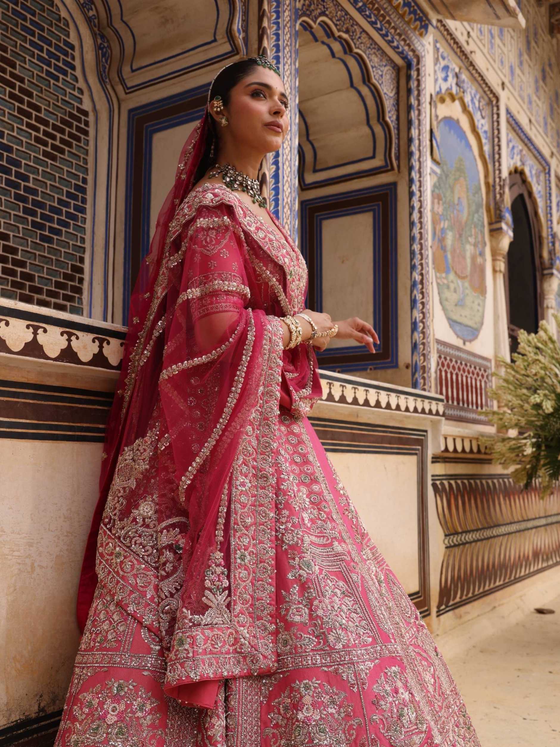Bridal Lehenga With Resham Zardosi Pull Detailing Embroidery - Riwaaz