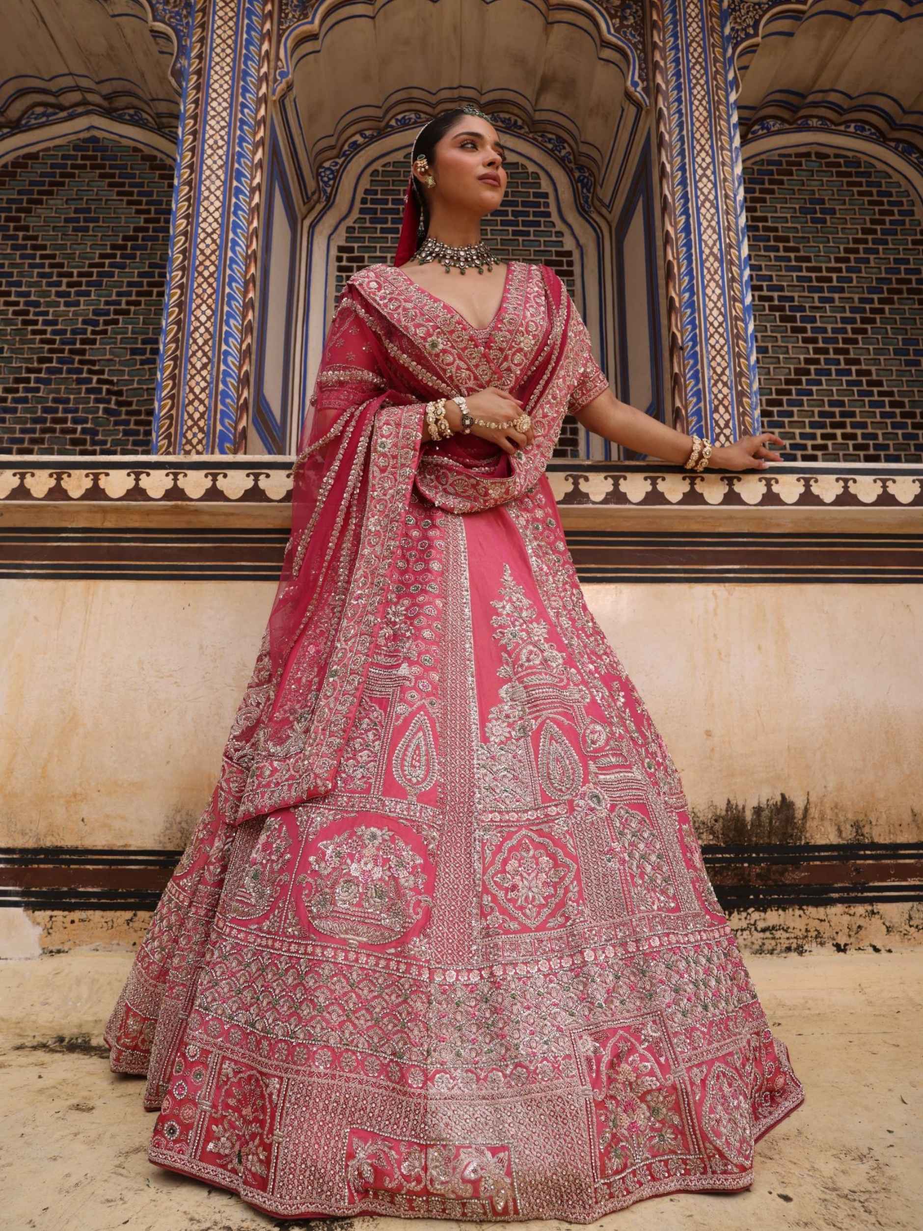 Bridal Lehenga With Resham Zardosi Pull Detailing Embroidery - Riwaaz