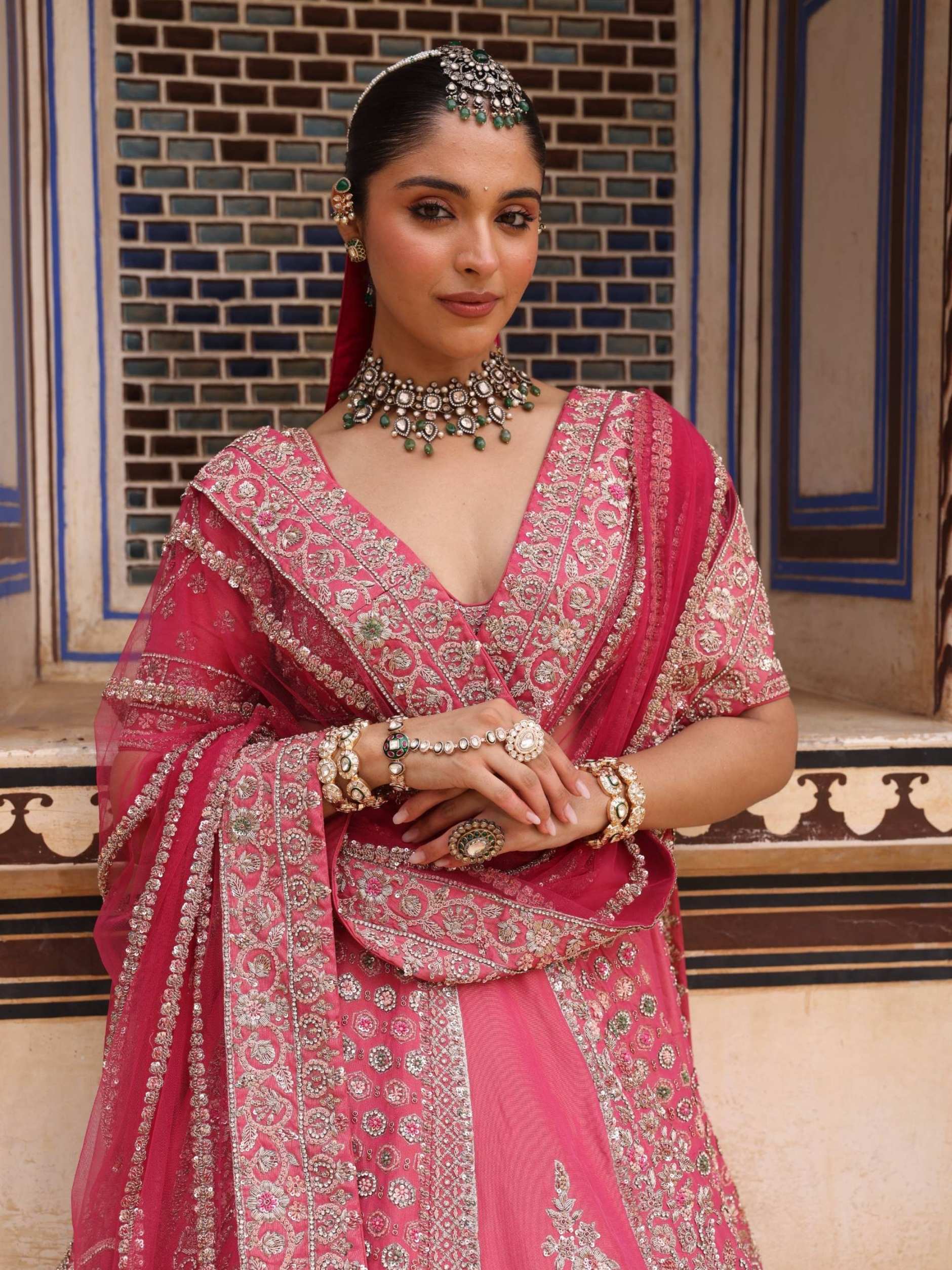 Bridal Lehenga With Resham Zardosi Pull Detailing Embroidery - Riwaaz