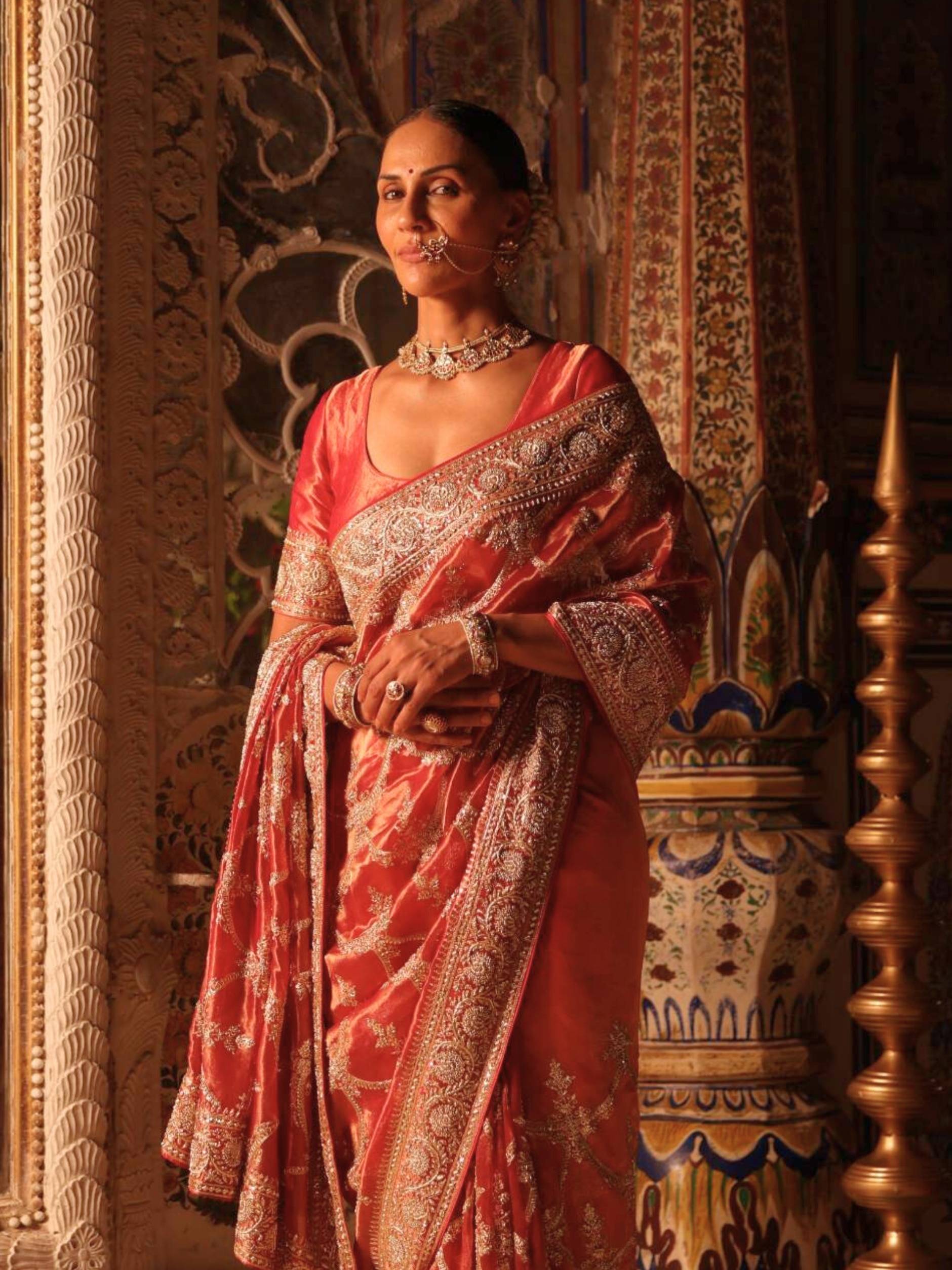 Designer Bridal Saree With Zari Dori Zardosi Cut Dana Detailing Embroidery - Riwaaz - House of Surya