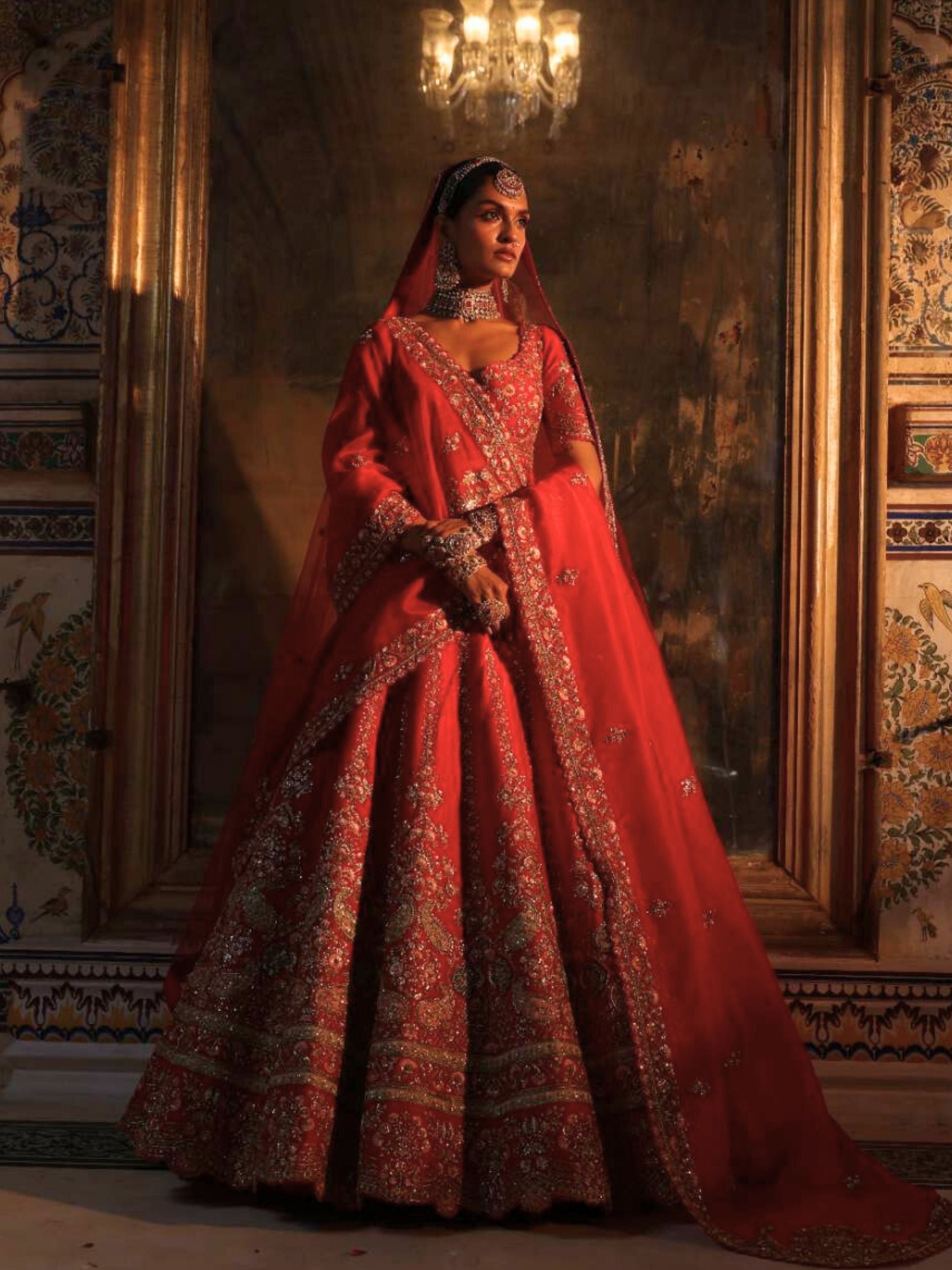 Bridal Lehenga With Zardosi Resham Pull Sequence Detailing Embroidery - Riwaaz