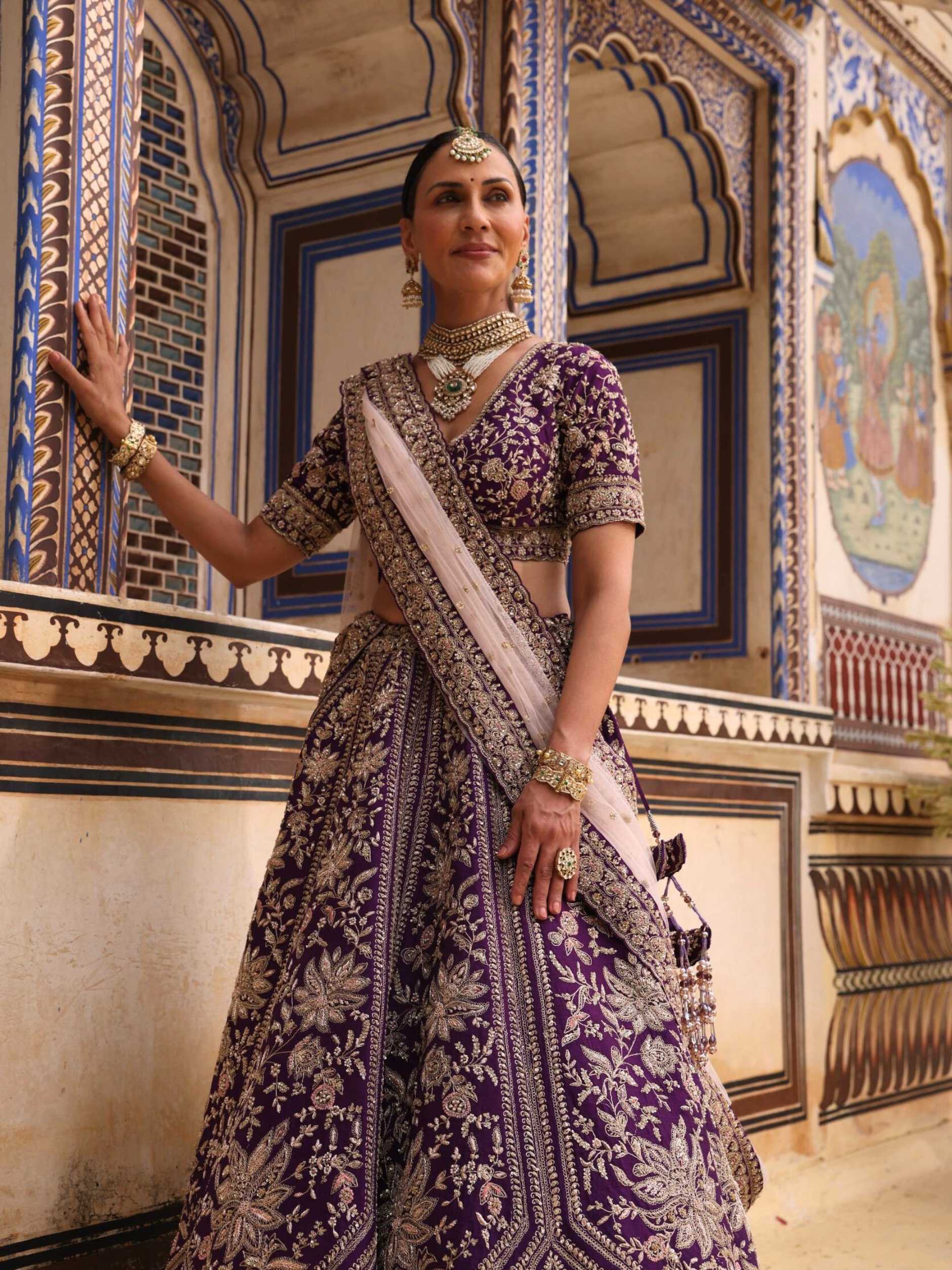 Bridal Lehenga With Zardosi Zari Detailing Embroidery - Riwaaz