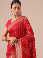 Red Georgette Saree with Blouse - House of Surya