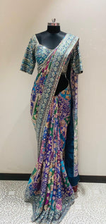 Georgette Saree with Mirror & Zari Work - House of Surya