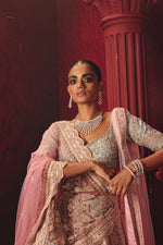 Zardozi Raw Silk Ensemble In Rani – ANTARA - House of Surya