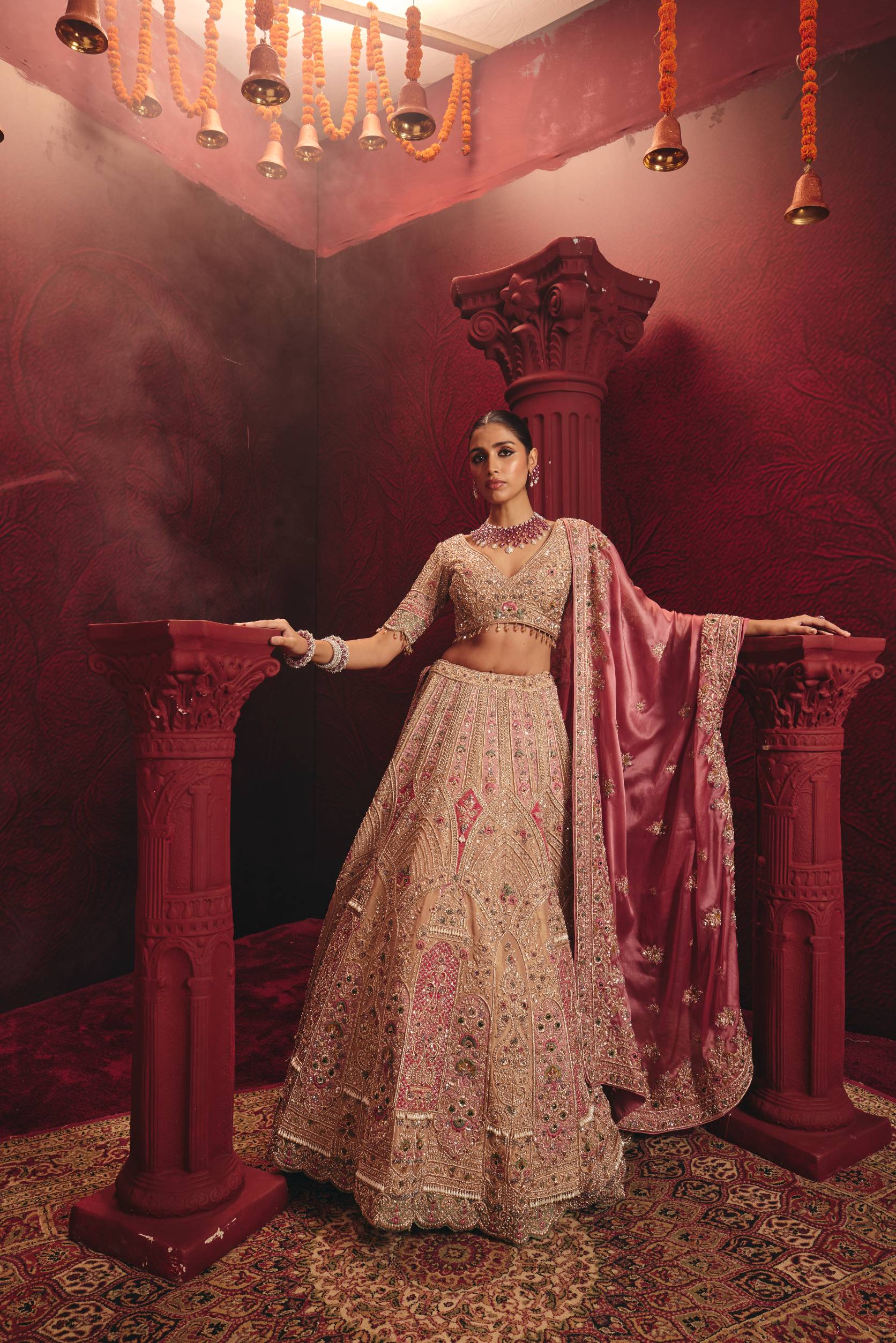 ANTARA Gold Tissue Engagement Lehenga with Zardozi Work